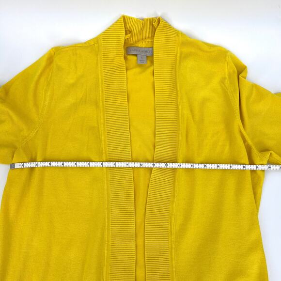 Laura Ashley Yellow Cardigan Sweater Size L ¾ Sleeve - Picture 6 of 7